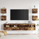 vidaXL Comode TV montaj pe perete 4 buc. stejar fumuriu 30,5x30x30 cm