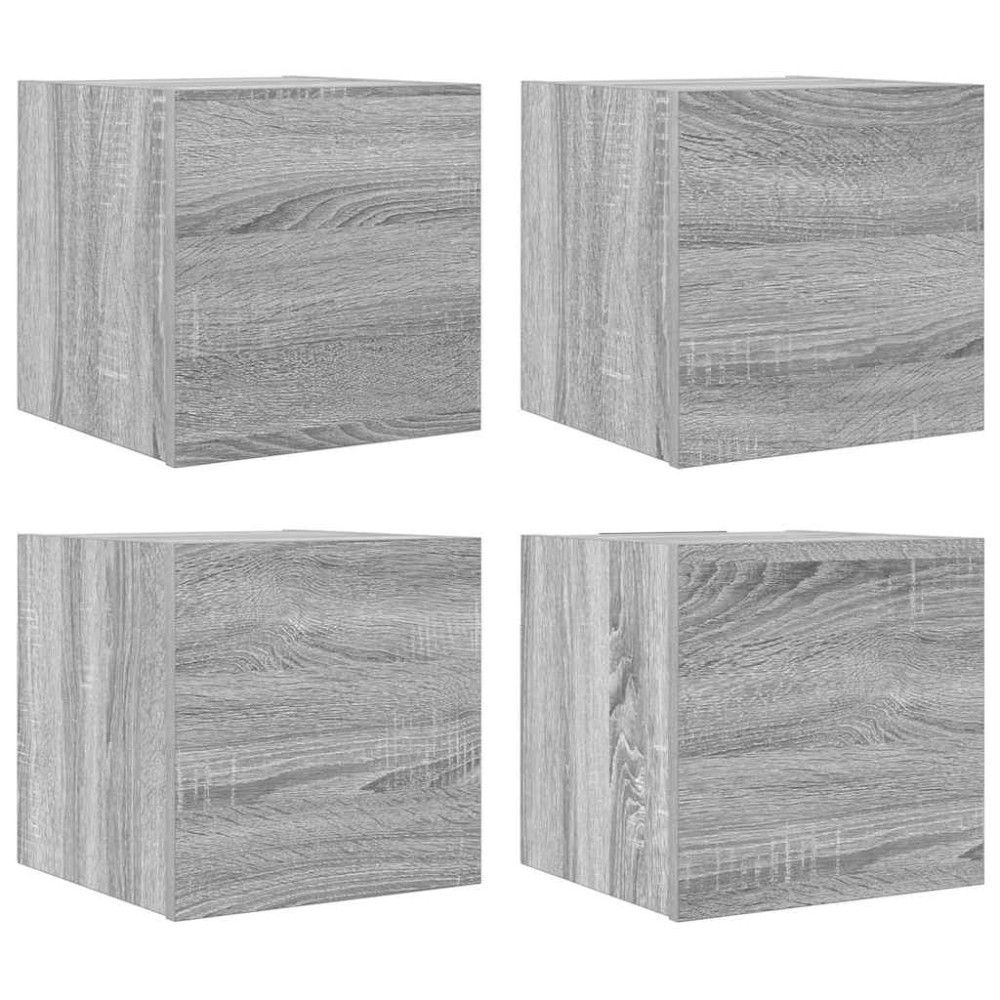 vidaXL Dulap TV montaj pe perete, 4 buc., sonoma gri, 30,5x30x30 cm