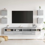 vidaXL Dulap TV montaj pe perete, 4 buc., sonoma gri, 30,5x30x30 cm