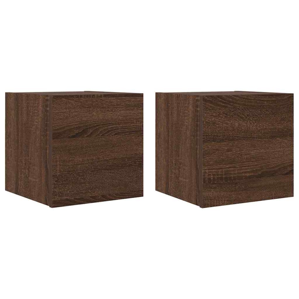 vidaXL Dulapuri TV montaj perete, 2 buc., stejar maro, 30,5x30x30 cm