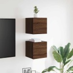 vidaXL Dulapuri TV montaj perete, 2 buc., stejar maro, 30,5x30x30 cm