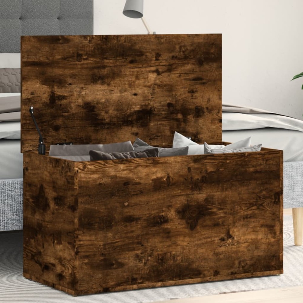 vidaXL Cufăr de depozitare stejar fumuriu 84x42x46 cm lemn prelucrat