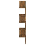 vidaXL Raft perete de colț stejar afumat 20x20x127,5 cm lemn compozit