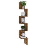 vidaXL Raft perete de colț stejar afumat 20x20x127,5 cm lemn compozit