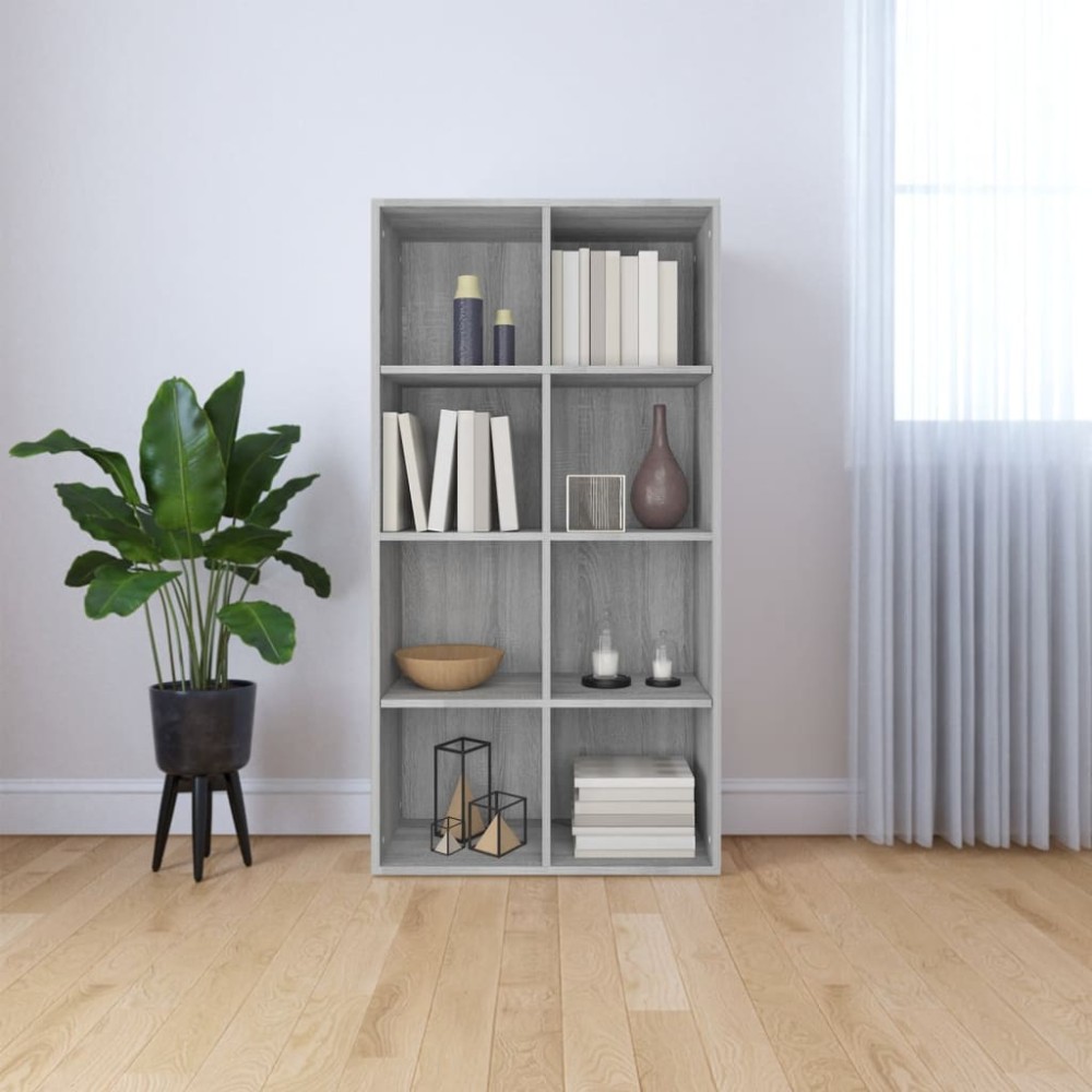 vidaXL Bibliotecă/Servantă, gri sonoma, 66x30x130 cm, lemn prelucrat
