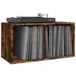 vidaXL Cutie de depozitare viniluri, stejar fumuriu, 71x34x36 cm, lemn vidaXL Cutie de depozitare viniluri, stejar fumuriu, 71x34x36 cm, lemn