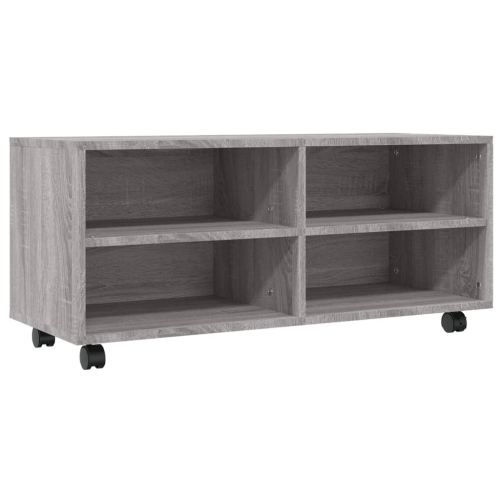 vidaXL Comodă TV cu roți, gri sonoma, 90x35x35 cm, lemn prelucrat