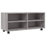 vidaXL Comodă TV cu roți, gri sonoma, 90x35x35 cm, lemn prelucrat vidaXL Comodă TV cu roți, gri sonoma, 90x35x35 cm, lemn prelucrat