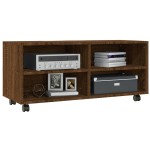 vidaXL Comodă TV cu roți, stejar maro, 90x35x35 cm, lemn prelucrat vidaXL Comodă TV cu roți, stejar maro, 90x35x35 cm, lemn prelucrat