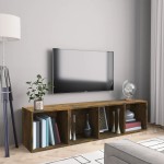 vidaXL Bibliotecă/dulap TV stejar fumuriu 143x30x36cm lemn prelucrat vidaXL Bibliotecă/dulap TV stejar fumuriu 143x30x36cm lemn prelucrat