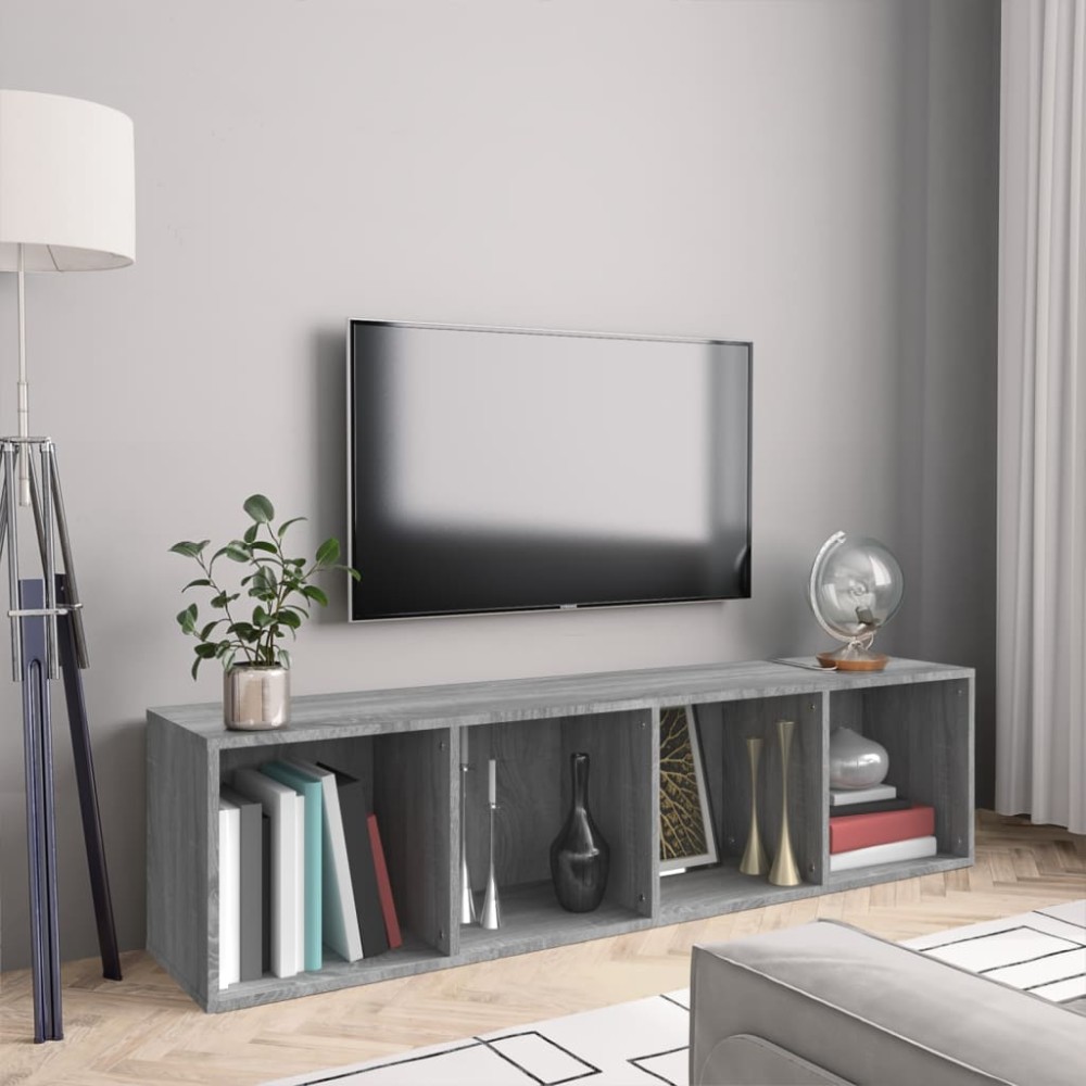 vidaXL Bibliotecă/dulap TV, gri sonoma, 143x30x36 cm, lemn prelucrat
