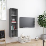vidaXL Bibliotecă/dulap TV, gri sonoma, 143x30x36 cm, lemn prelucrat