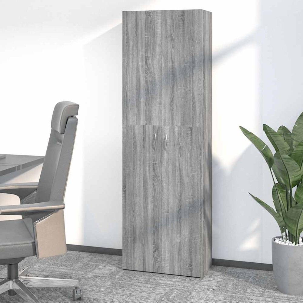 vidaXL Dulap de birou, gri sonoma, 60x32x190 cm, lemn prelucrat