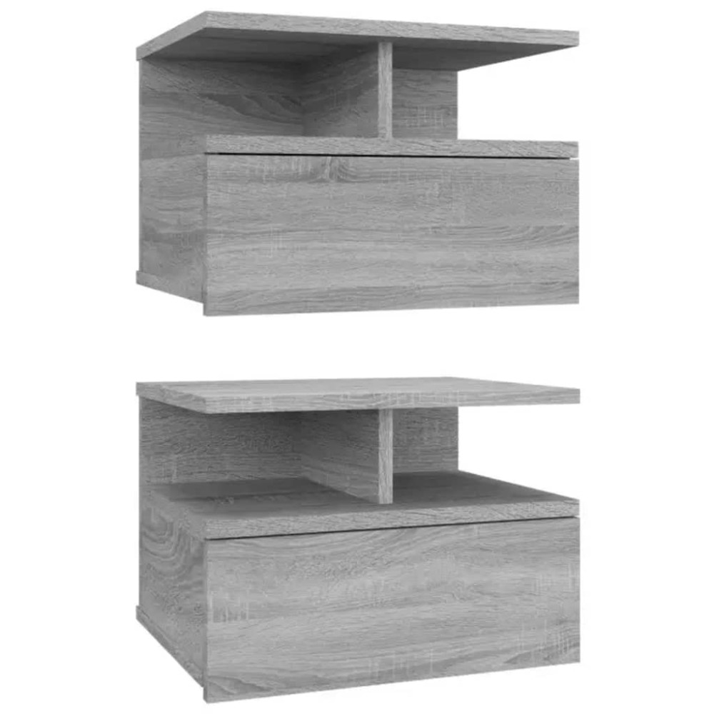 vidaXL Noptiere plutitoare 2 buc. gri sonoma 40x31x27 cm lemn
