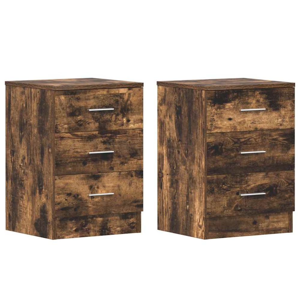 vidaXL Noptiere, 2 buc., stejar fumuriu, 38x35x56 cm, lemn prelucrat