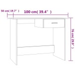 vidaXL Birou, stejar fumuriu, 100x50x76 cm, lemn prelucrat