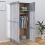 vidaXL Șifonier, gri sonoma, 80x52x180 cm, lemn prelucrat vidaXL Șifonier, gri sonoma, 80x52x180 cm, lemn prelucrat