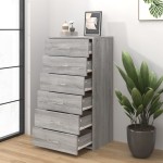 vidaXL Servantă cu 6 sertare, stejar fumuriu, 50x34x96 cm, lemn