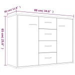 vidaXL Dulap lateral, stejar fumuriu, 88x30x65 cm, lemn compozit