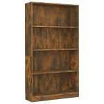 vidaXL Bibliotecă 4 niveluri stejar fumuriu 80x24x142 cm lemn compozit vidaXL Bibliotecă 4 niveluri stejar fumuriu 80x24x142 cm lemn compozit