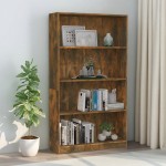 vidaXL Bibliotecă 4 niveluri stejar fumuriu 80x24x142 cm lemn compozit vidaXL Bibliotecă 4 niveluri stejar fumuriu 80x24x142 cm lemn compozit