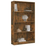 vidaXL Bibliotecă 4 niveluri stejar fumuriu 80x24x142 cm lemn compozit vidaXL Bibliotecă 4 niveluri stejar fumuriu 80x24x142 cm lemn compozit