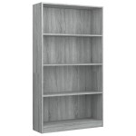 vidaXL Bibliotecă cu 4 niveluri gri sonoma 80x24x142 cm lemn compozit vidaXL Bibliotecă cu 4 niveluri gri sonoma 80x24x142 cm lemn compozit