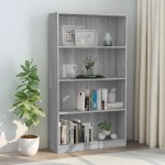 vidaXL Bibliotecă cu 4 niveluri gri sonoma 80x24x142 cm lemn compozit vidaXL Bibliotecă cu 4 niveluri gri sonoma 80x24x142 cm lemn compozit