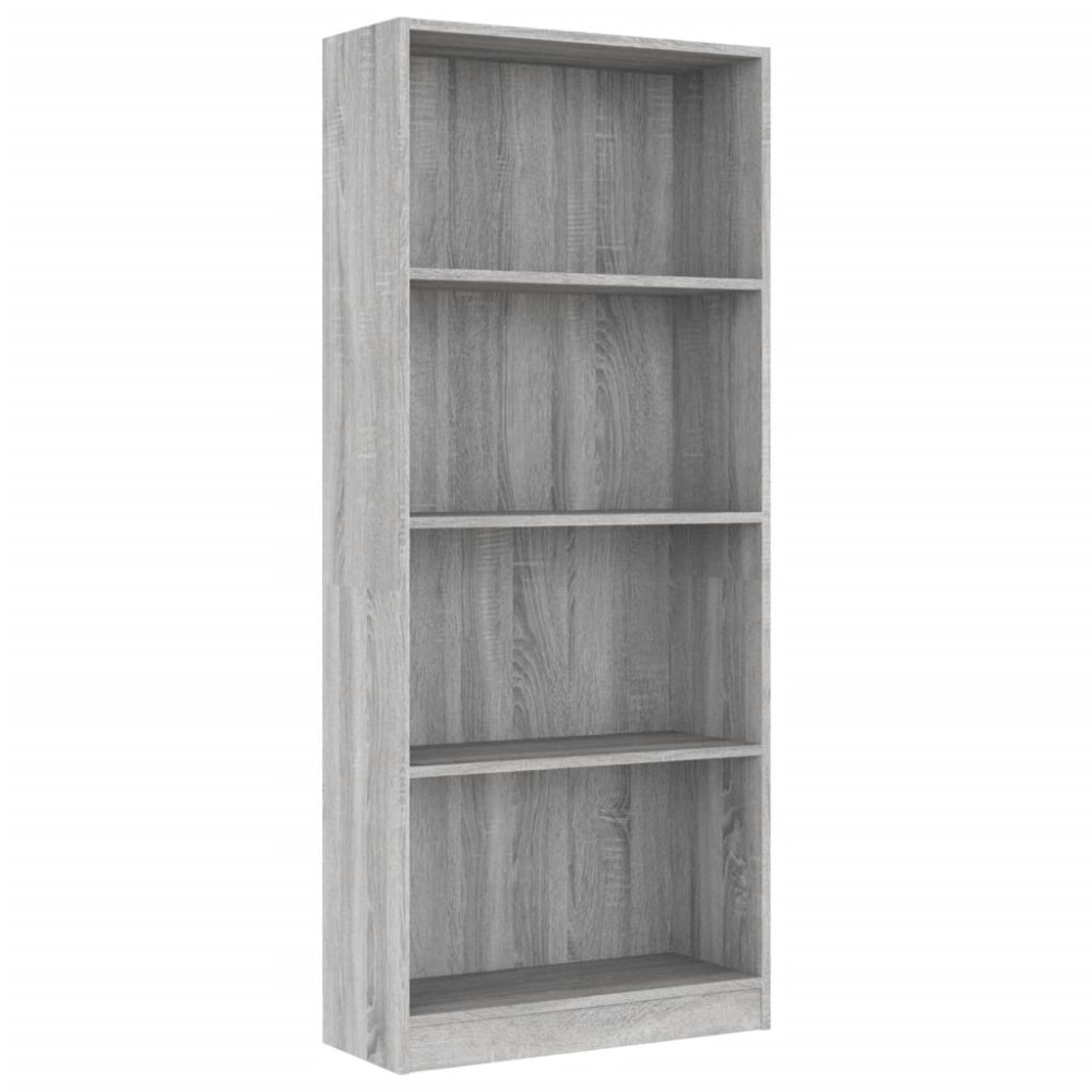vidaXL Bibliotecă cu 4 niveluri gri sonoma 60x24x142 cm lemn compozit