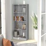 vidaXL Bibliotecă cu 4 niveluri gri sonoma 60x24x142 cm lemn compozit vidaXL Bibliotecă cu 4 niveluri gri sonoma 60x24x142 cm lemn compozit