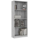 vidaXL Bibliotecă cu 4 niveluri gri sonoma 60x24x142 cm lemn compozit vidaXL Bibliotecă cu 4 niveluri gri sonoma 60x24x142 cm lemn compozit