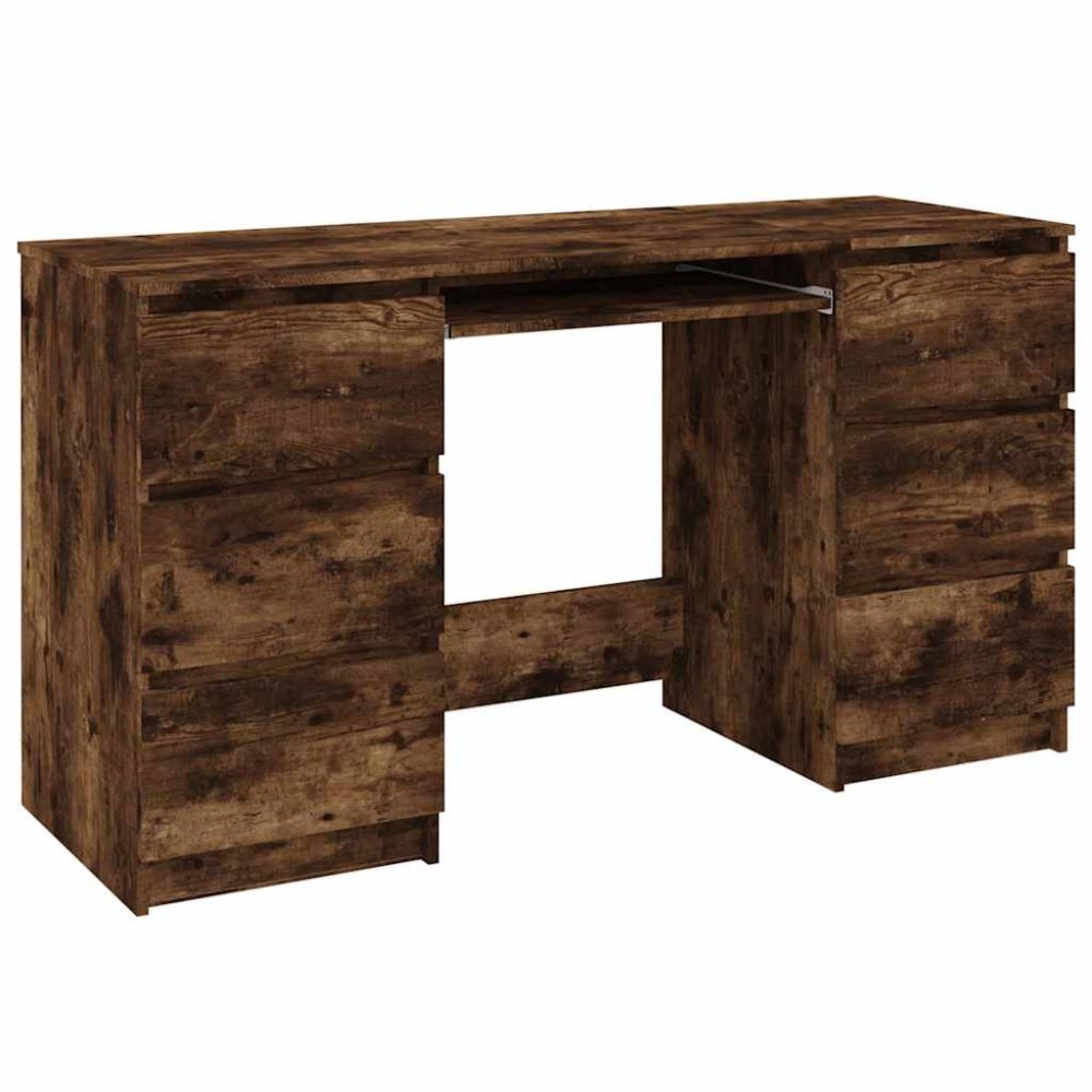 vidaXL Birou, stejar fumuriu, 140x50x77 cm, lemn prelucrat