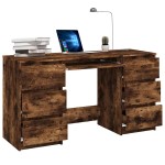 vidaXL Birou, stejar fumuriu, 140x50x77 cm, lemn prelucrat