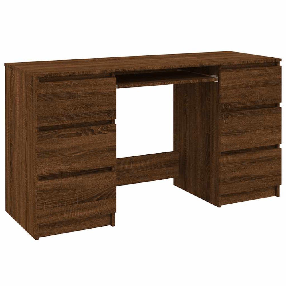 vidaXL Birou, stejar maro, 140x50x77 cm, lemn prelucrat