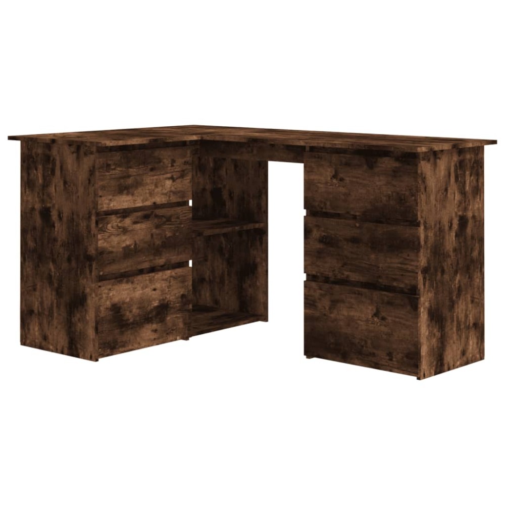 vidaXL Birou de colț, stejar fumuriu, 145x100x76 cm, lemn prelucrat