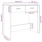 vidaXL Birou Gri Sonoma 80x40x75 cm lemn prelucrat