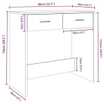 vidaXL Birou Stejar maro 80x40x75 cm Lemn prelucrat