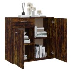 vidaXL Dulap, stejar fumuriu, 80x36x75 cm, lemn compozit