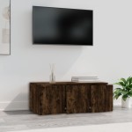 vidaXL Comodă TV, stejar fumuriu, 80x34x30 cm, lemn prelucrat