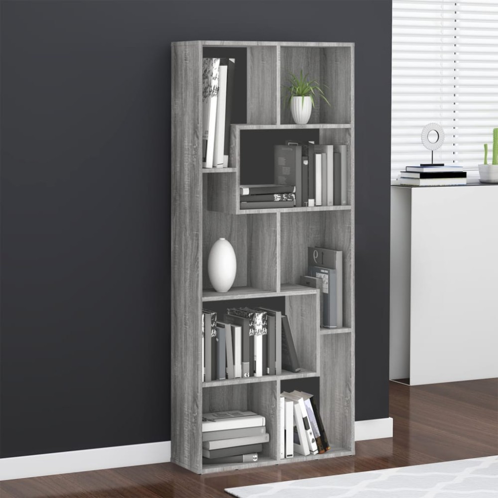 vidaXL Bibliotecă, gri sonoma, 67x24x161 cm, lemn prelucrat