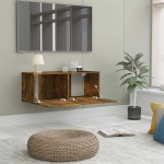 vidaXL Comodă TV stejar fumuriu 80x30x30 cm lemn prelucrat