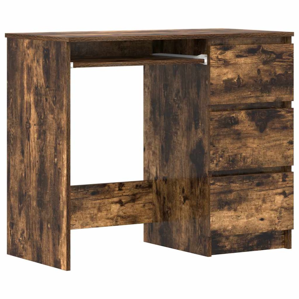 vidaXL Birou, stejar fumuriu, 90x45x76 cm, lemn prelucrat