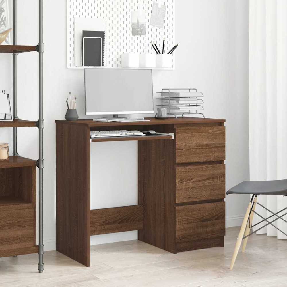 vidaXL Birou, stejar maro, 90x45x76 cm, lemn prelucrat