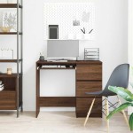 vidaXL Birou, stejar maro, 90x45x76 cm, lemn prelucrat