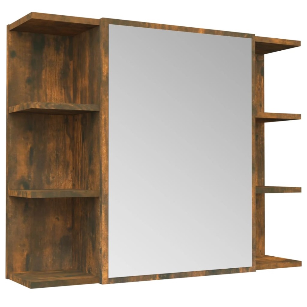 vidaXL Dulap baie cu oglindă stejar fumuriu 80x20,5x64cm lemn compozit