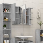 vidaXL Dulap de baie cu oglindă gri sonoma 80x20,5x64 cm lemn compozit vidaXL Dulap de baie cu oglindă gri sonoma 80x20,5x64 cm lemn compozit