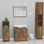 vidaXL Set de mobilier de baie, stejar fumuriu, lemn prelucrat vidaXL Set de mobilier de baie, stejar fumuriu, lemn prelucrat