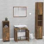 vidaXL Set de mobilier de baie, stejar fumuriu, lemn prelucrat vidaXL Set de mobilier de baie, stejar fumuriu, lemn prelucrat