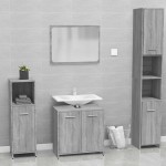 vidaXL Set de mobilier de baie, gri sonoma, lemn prelucrat vidaXL Set de mobilier de baie, gri sonoma, lemn prelucrat