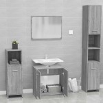 vidaXL Set de mobilier de baie, gri sonoma, lemn prelucrat vidaXL Set de mobilier de baie, gri sonoma, lemn prelucrat